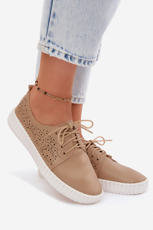 Zapatos perforados de arena con cordones Pearla