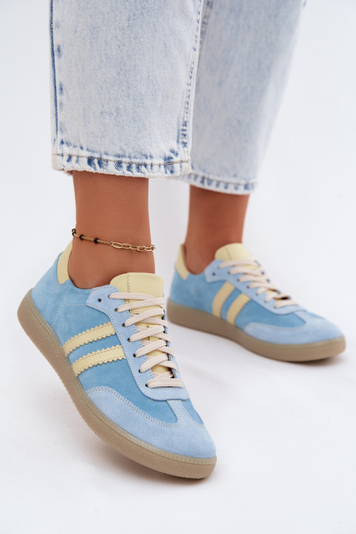 Zazoo N1068 de gamuza Bajo Zapatillas modelo zapatos. Femenino azul claro