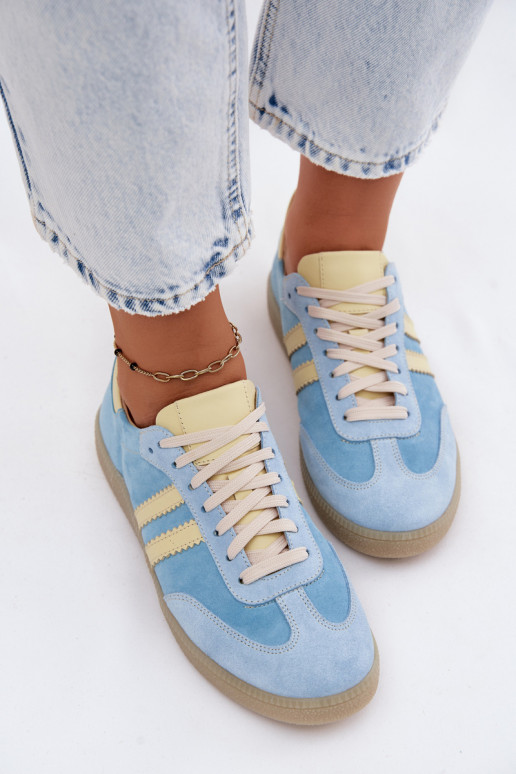 Zazoo N1068 de gamuza Bajo Zapatillas modelo zapatos. Femenino azul claro