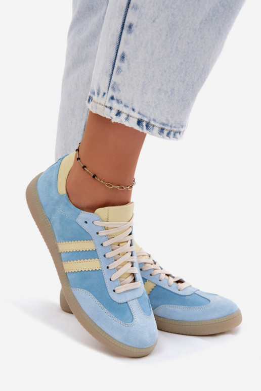 Zazoo N1068 de gamuza Bajo Zapatillas modelo zapatos. Femenino azul claro