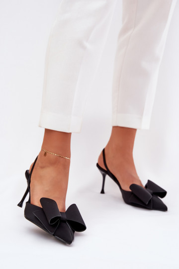 Zapatos de tacón alto negros con talón abierto y lazo Eklevia 2