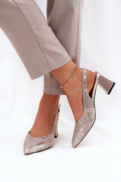 Sandalias de tacón alto para mujer con puntas afiladas oro-plata Vinceza