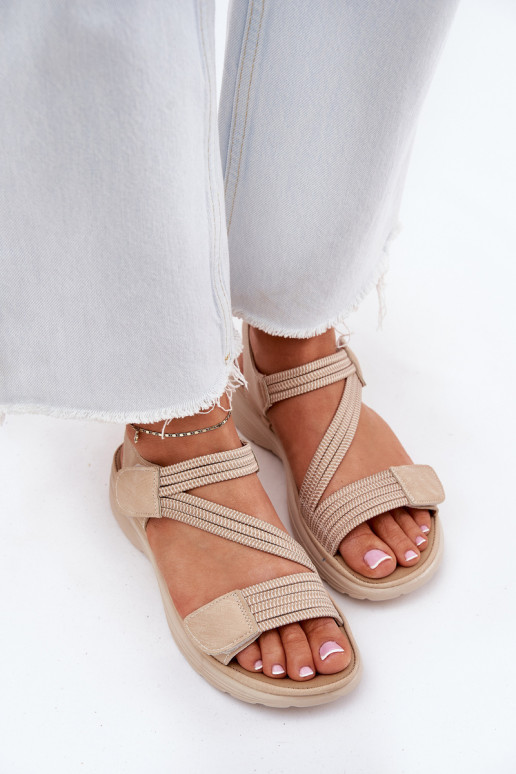 Femenino Sandalias cómodas con sujetadores adhesivos beige Hallriva