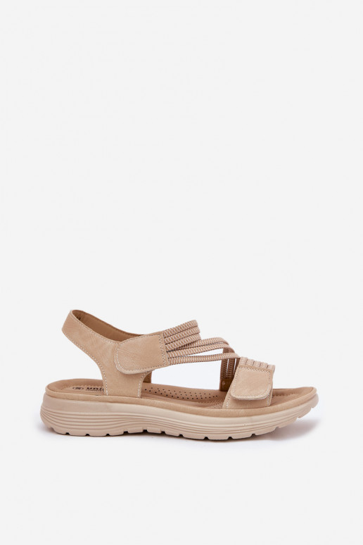 Sandalias cómodas para mujer en color arena con cierres adhesivos Hallriva