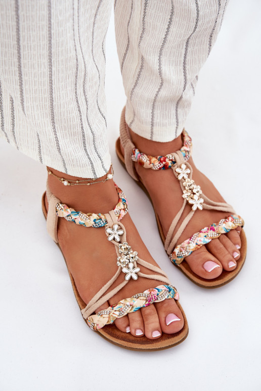 Sandalias de color arena para mujer con correas Nusoreth
