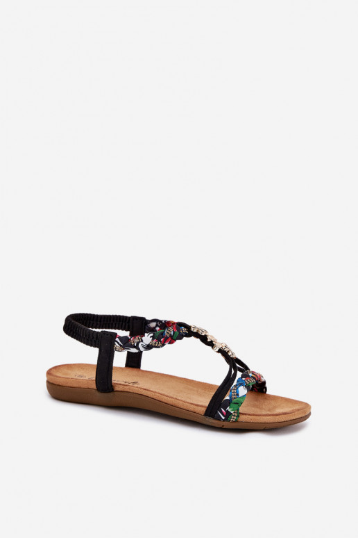 Sandalias de mujerPrzypinkami I Plecionymi Paskami de color negro Nusoreth