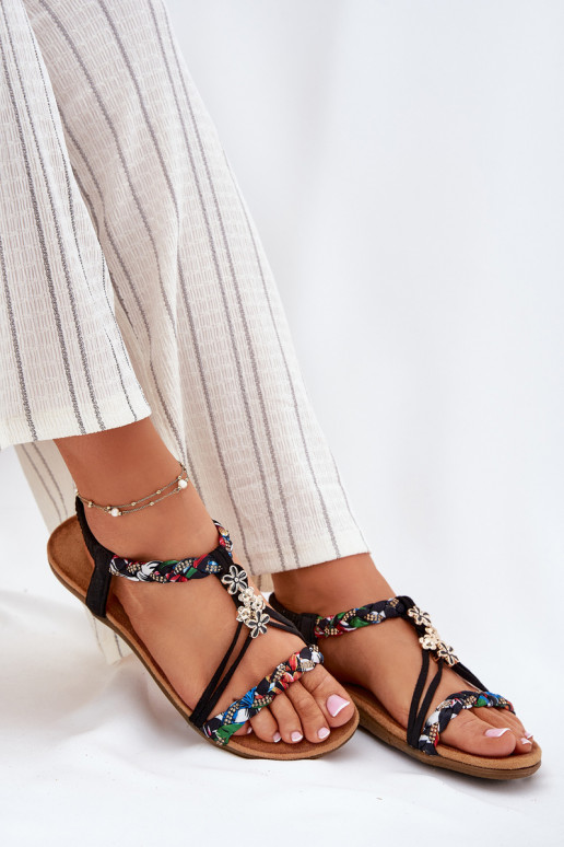 Sandalias negras para mujer con correas Nusoreth