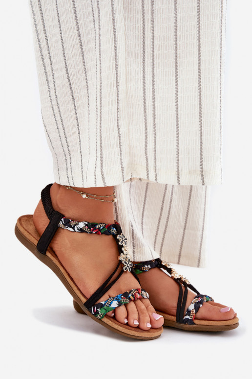 Sandalias de mujerPrzypinkami I Plecionymi Paskami de color negro Nusoreth