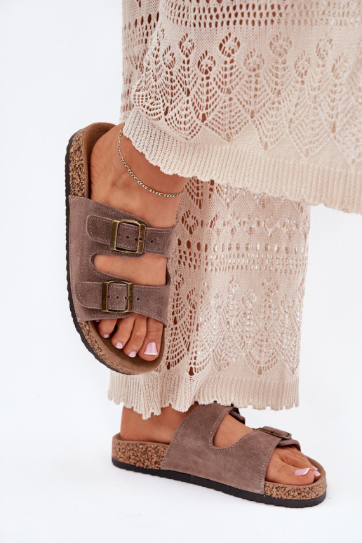 zapatillas de gamuza Sobre suela de corcho con hebillas beige Tavira