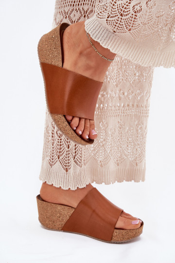 Zazoo 40291 Zapatillas de cuero Femenino Activado KorkoAym Koturnie color marrón