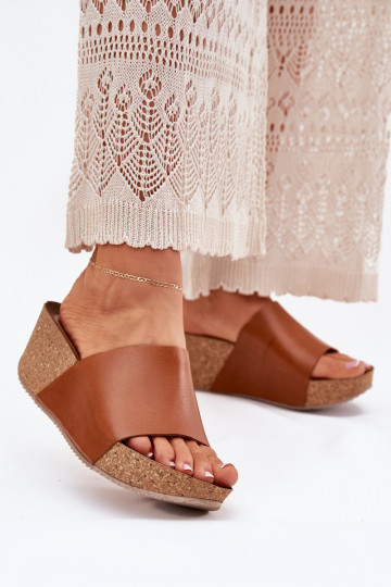 Zazoo 40291 Zapatillas de cuero Femenino Activado KorkoAym Koturnie color marrón 2