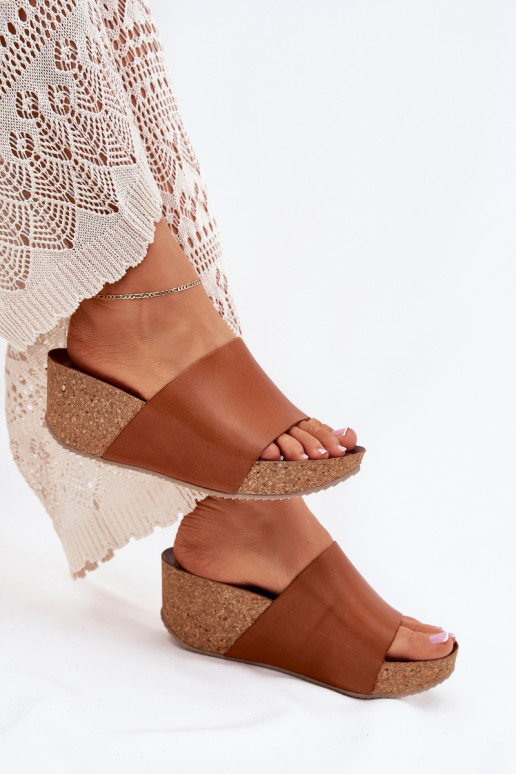 Zazoo 40291 Zapatillas de cuero Femenino Activado KorkoAym Koturnie color marrón