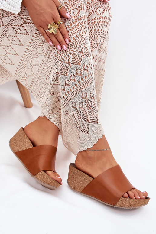 Zazoo 40291 Zapatillas de cuero Femenino Activado KorkoAym Koturnie color marrón