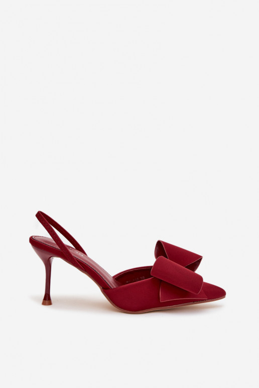 Zapatos de tacón burdeos con talón abierto y lazo Eklevia