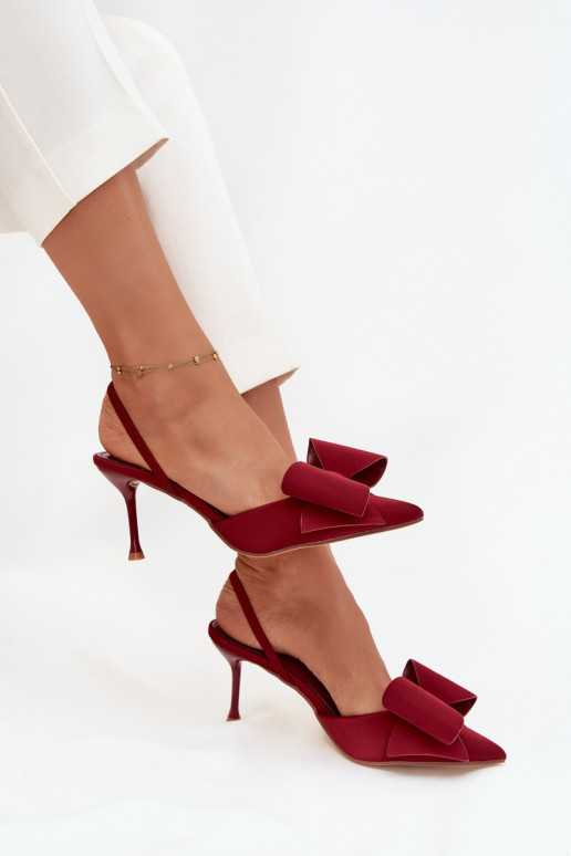 Zapatos de tacón burdeos con talón abierto y lazo Eklevia