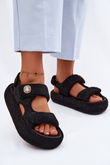 Sandalias de plataforma decoradas para mujer GOE TT2N4102 negras