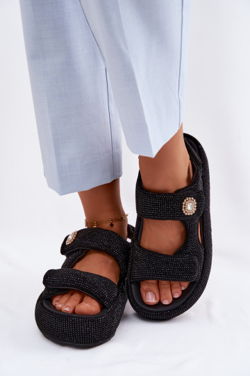 Decorado Sandalias de mujer con una plataforma GOE TT2N4102 de color negro 2