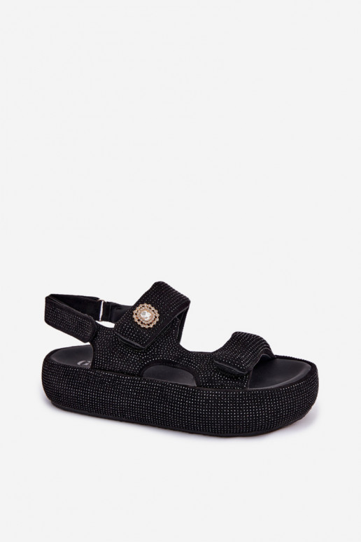 Sandalias de plataforma decoradas para mujer GOE TT2N4102 negras