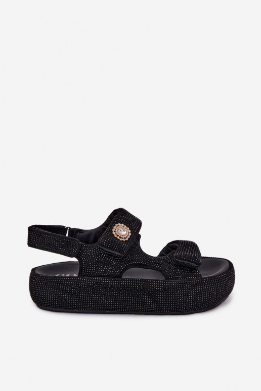 Sandalias de plataforma decoradas para mujer GOE TT2N4102 negras