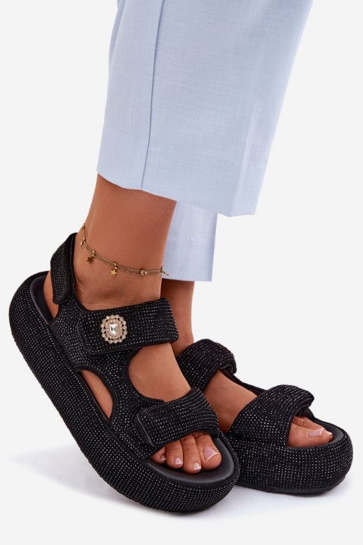 Sandalias de plataforma decoradas para mujer GOE TT2N4102 negras