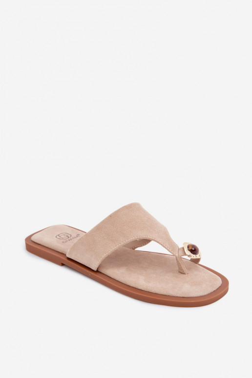Zapatillas de mujer con detalles decorativos color arena Fedira