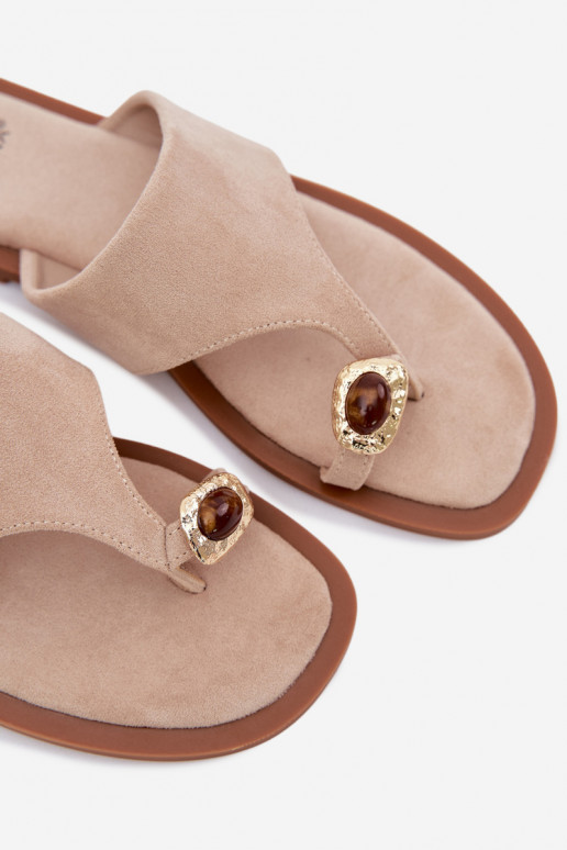 Zapatillas de mujer con detalles decorativos color arena Fedira