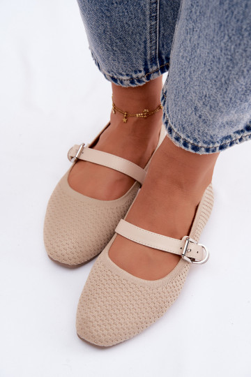 Bailarinas de tela con correas I con hebillas beige Jelisa