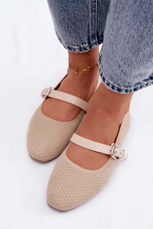 Bailarinas de tela con correas I con hebillas beige Jelisa
