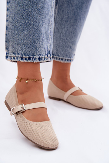 Bailarinas de tela con correas I con hebillas beige Jelisa 2