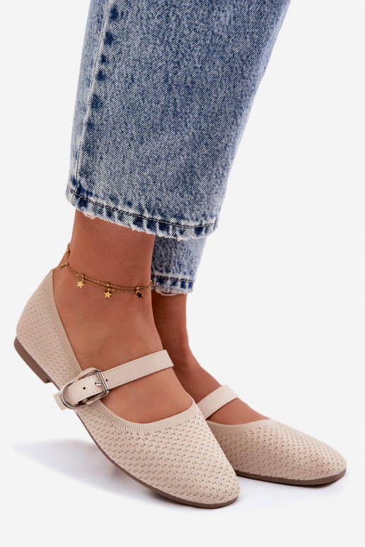 Bailarinas de tela con correas I con hebillas beige Jelisa