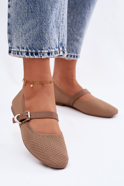 Bailarinas de tela con correas I con hebillas de color caqui Jelisa