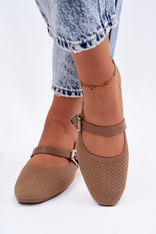 Bailarinas de tela con correas I con hebillas de color caqui Jelisa