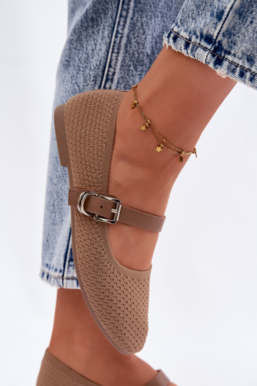 Bailarinas de tela con correas I con hebillas de color caqui Jelisa