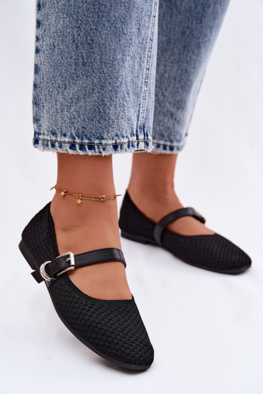 Bailarinas de tela con correas I con hebillas de color negro Jelisa