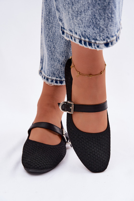 Bailarinas de tela con correas I con hebillas de color negro Jelisa