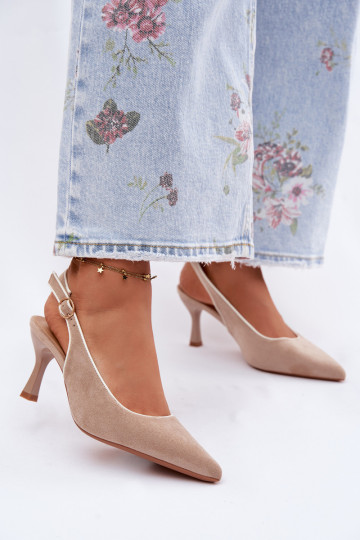 Sandalias de mujer con tacones finos en color arena Relmira