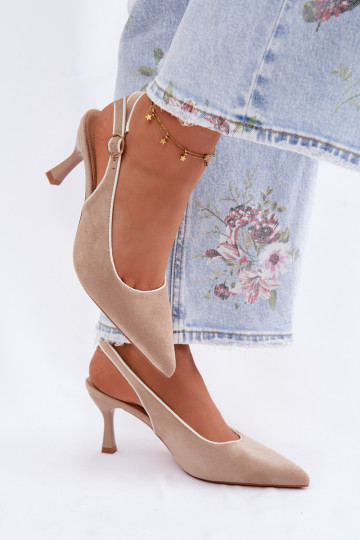 Sandalias de mujer con tacones finos en color arena Relmira 2
