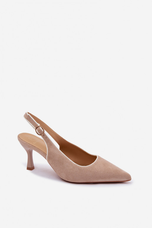 Sandalias de mujer con tacones finos en color arena Relmira