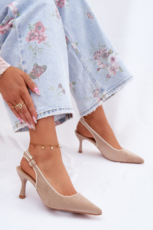 Sandalias de mujer con tacones finos en color arena Relmira