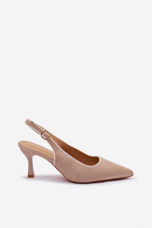 Sandalias de mujer con tacones finos en color arena Relmira