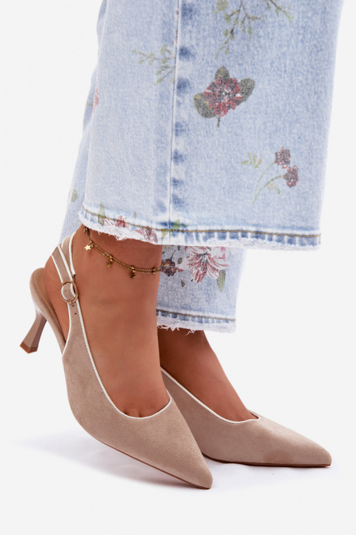 Sandalias de mujer con tacones finos en color arena Relmira