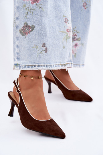 Sandalias de mujer con tacones finosLamóAką CzekoladoAe Relmira 2