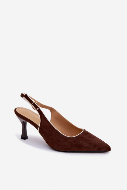 Sandalias de mujer con tacones finos en color chocolate Relmira