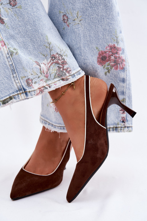 Sandalias de mujer con tacones finos en color chocolate Relmira