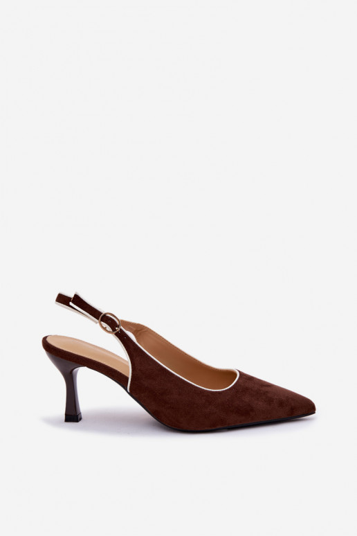 Sandalias de mujer con tacones finos en color chocolate Relmira