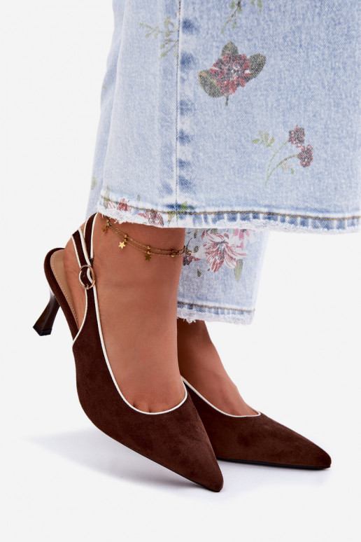 Sandalias de mujer con tacones finos en color chocolate Relmira