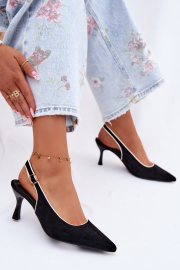 Sandalias de mujer con tacones finosLamóAką de color negro Relmira