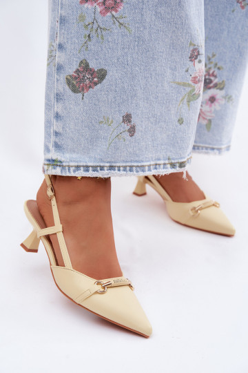 Sandalias de mujer con tacones Ze Szpiczastymi Noskami color amarillo Felessa