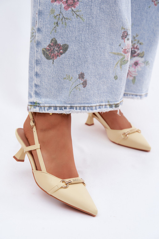 Sandalias de mujer con tacones Ze Szpiczastymi Noskami color amarillo Felessa