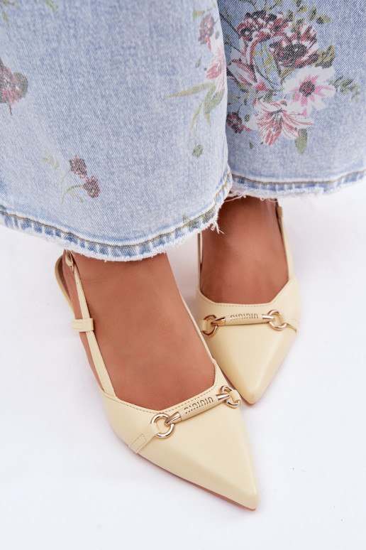 Sandalias de mujer con tacones Ze Szpiczastymi Noskami color amarillo Felessa